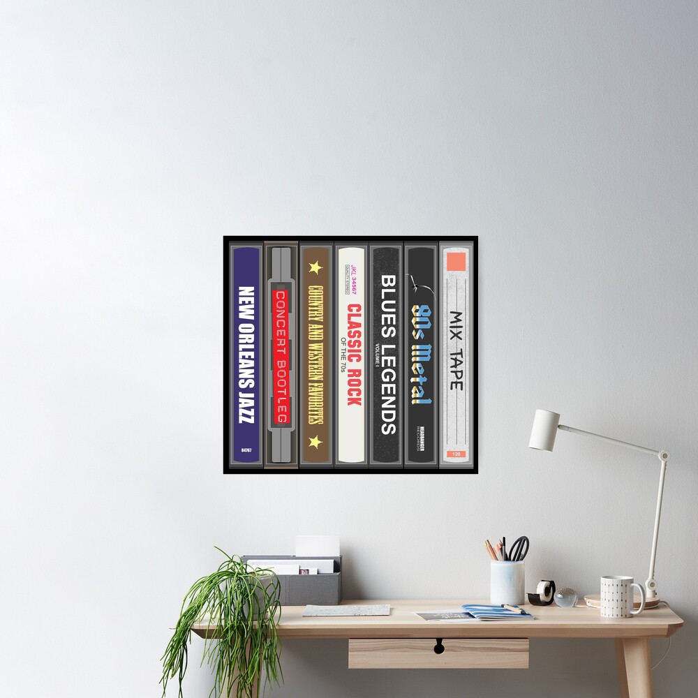 Personalised Cassette Case Stack Print / Poster Add Your 