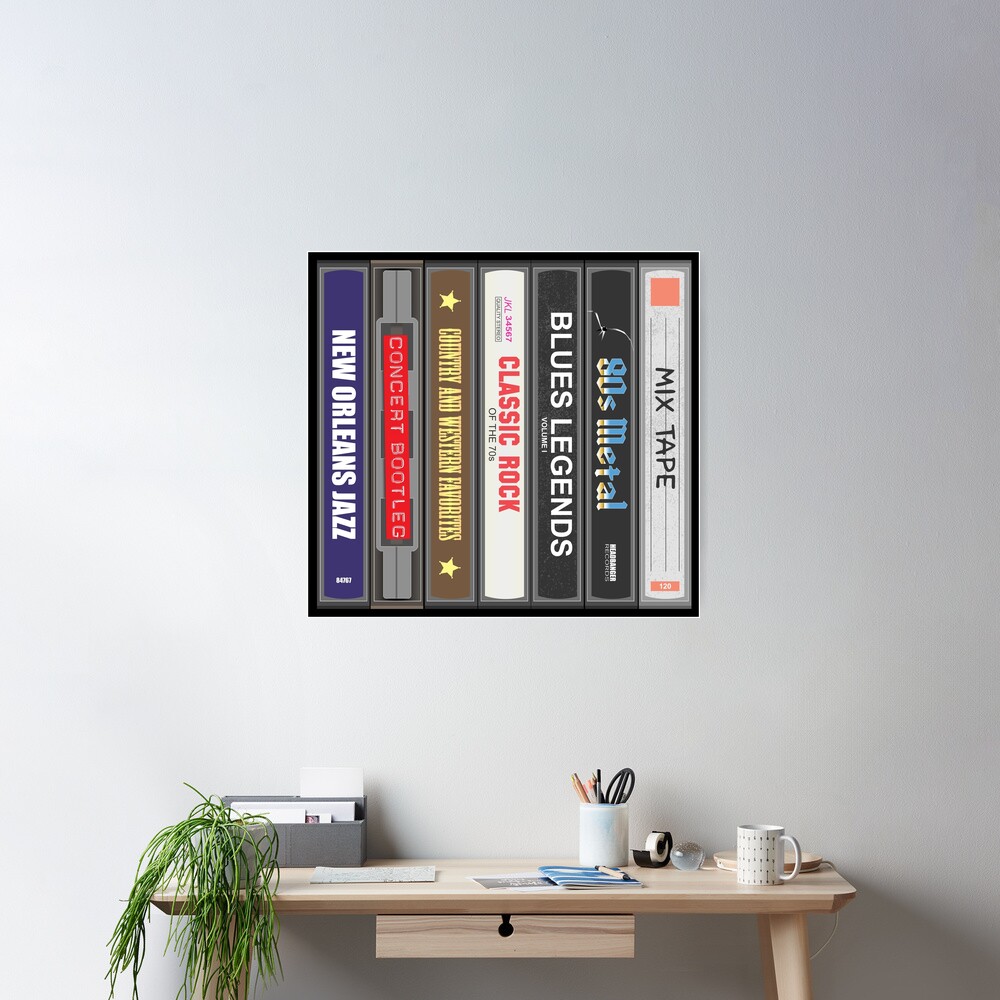 Personalised Cassette Case Stack Print / Poster Add Your 