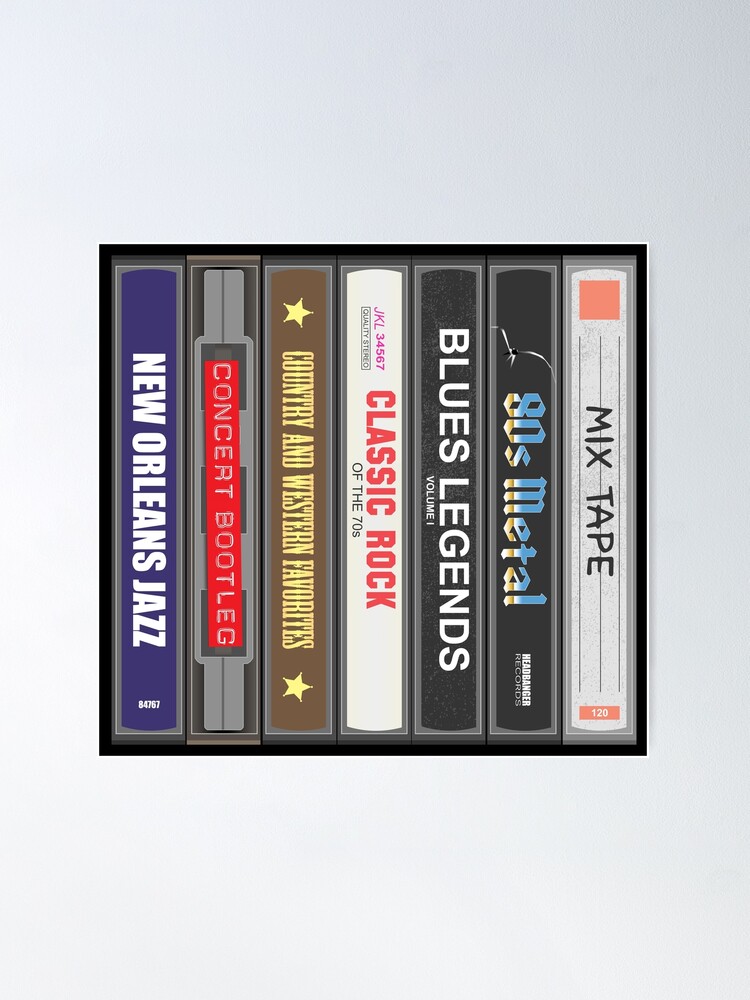 Personalised Cassette Case Stack Print / Poster Add Your 