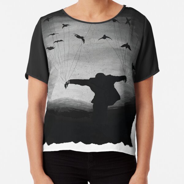 Man In flight with ravens Chiffon Top