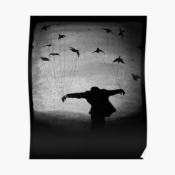 Man in Flight With Crows Poster