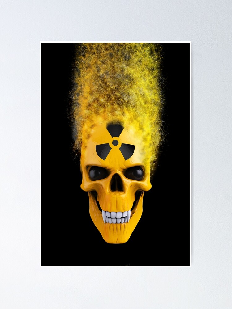 Thumbnail 2 von 3, Poster, Gelber radioaktiver Schädel, der in Staub zerfällt designt und verkauft von Dimitrius.