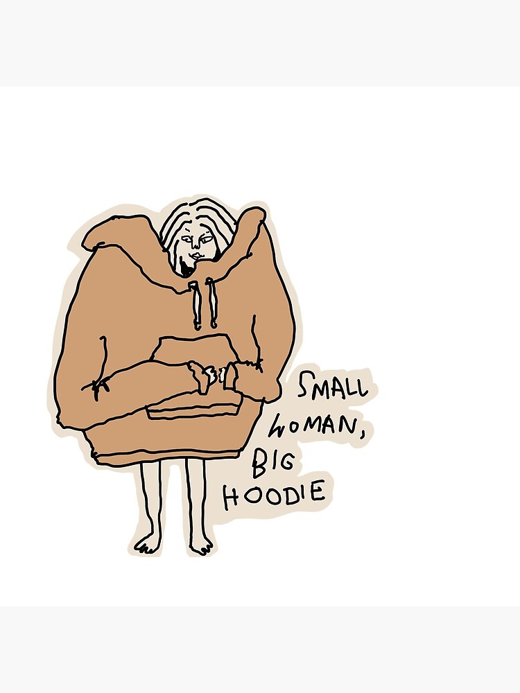 Small Girl Big Hoodie Cartoon Woman Art Print