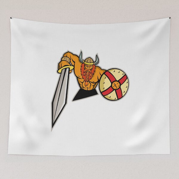 Item preview, Viking Warrior Sword and Shield Mascot designed and sold by patrimonio.