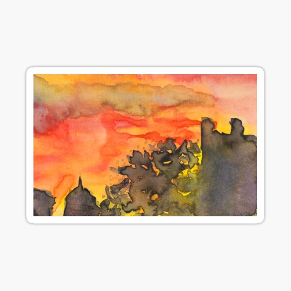 sunset in the city Sticker