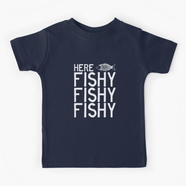 Here-Fishy Shirt Kids Toddler Boys Girls Funny Fishing T-Shirt