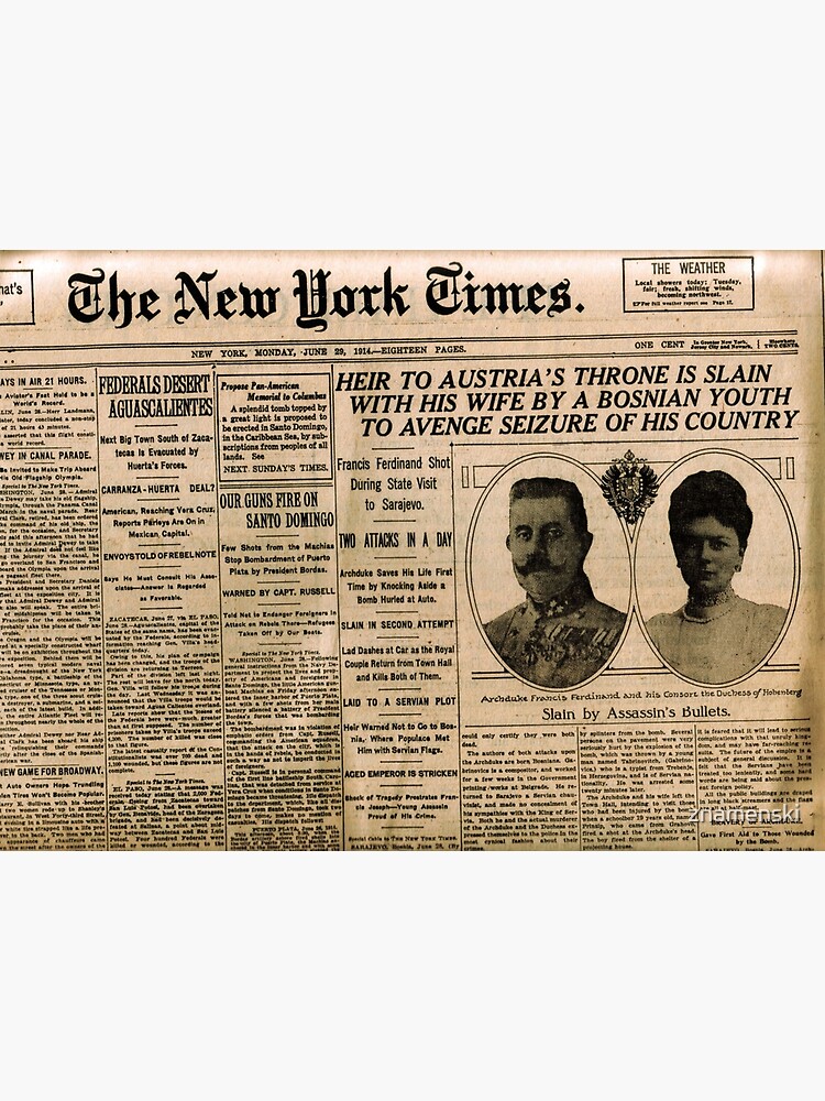 Newspaper article on the assassination of Archduke Franz Ferdinand. Old Newspaper, 28th June 1914, #OldNewspaper #Newspaper by znamenski