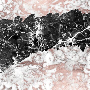 Artwork thumbnail, Modern abstract faux rose gold black white marble by Kicksdesign