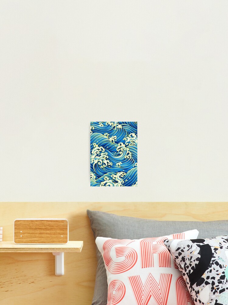 OCEAN WAVES Antique Blue White Japanese Pattern