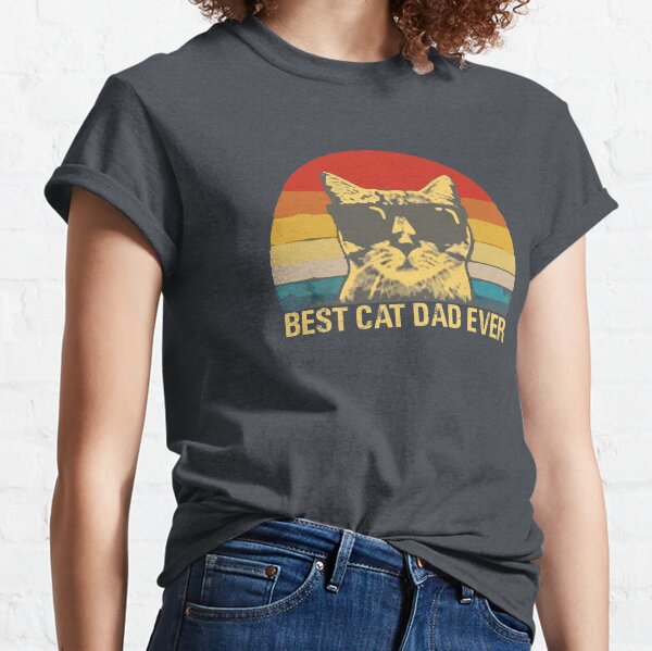 Vintage Retro Best Cat Dad Ever Sunset Fathers Gift Shirt Classic T-Shirt