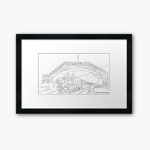 Lakeside & Haverthwaite (L&H) Railway Sketch, Lake District Framed Art Print