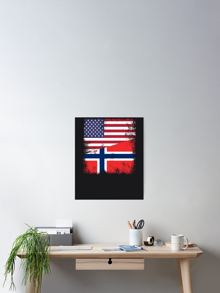 Half Norwegian Flag T-Shirt | Vintage Norway Usa Gift Half Norwegian Flag T-Shirt | Vintage Norway Usa Gift