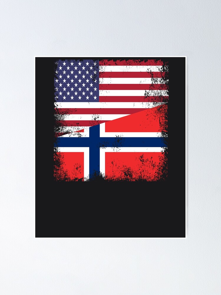 Half Norwegian Flag T-Shirt | Vintage Norway Usa Gift Half Norwegian Flag T-Shirt | Vintage Norway Usa Gift