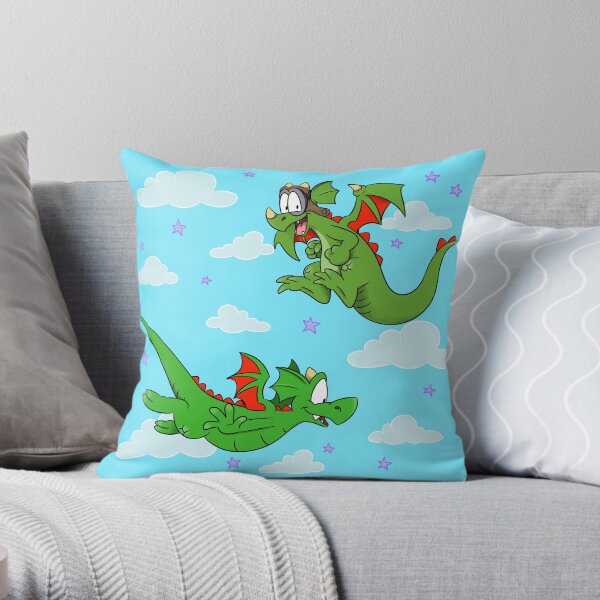 Flying Dragons Print, Pillow, Clock, Duvet, Phone Case, Stickers Throw Pillow