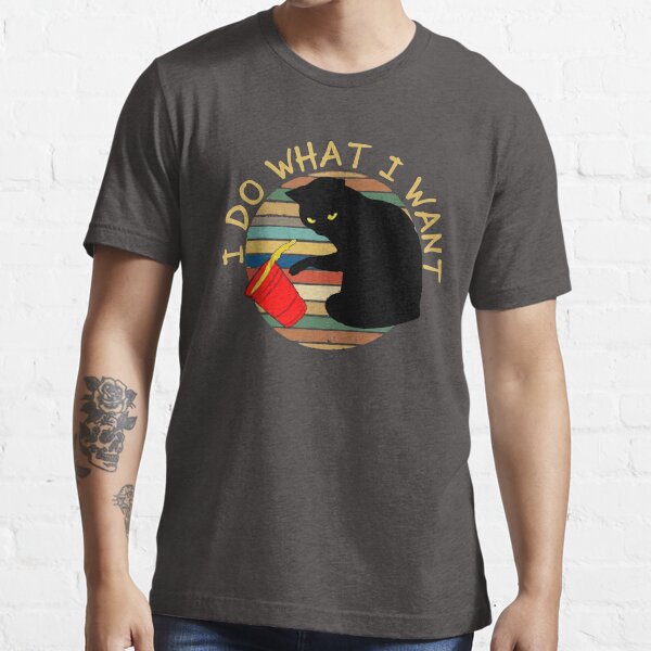 Vintage Retro Do What I Want Black Cat Red Cup Tee Shirt. Essential T-Shirt