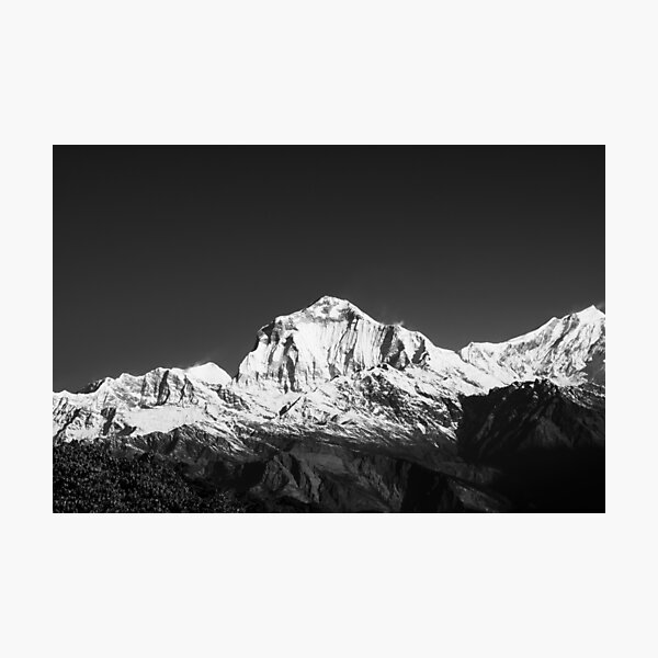 Peaks of the Himalaya in Black and White. Nature Photography. Photographic Print