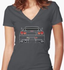 Nissan GTR R34 Weiß Shirt mit V-Ausschnitt