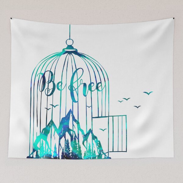 Item preview, be free blue painting birds and mountains designed and sold by haroulita.