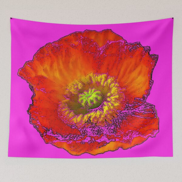 Item preview, ORANGE ABSTRACTED POPPY FLORAL IN VIOLET designed and sold by sharlesart.