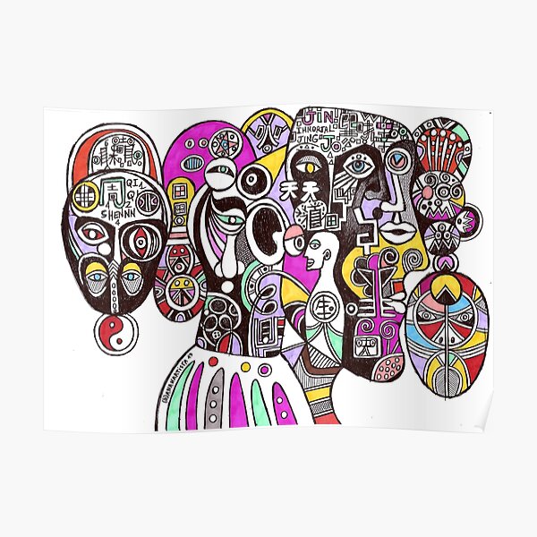 Tao of immortality (chinese cubism illustration) Poster