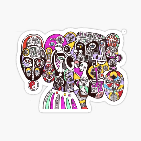 Tao of immortality (chinese cubism illustration) Sticker