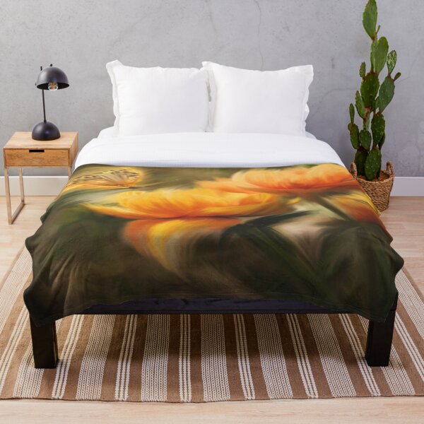 Schmetterling Blumen Acryl Fleecedecke