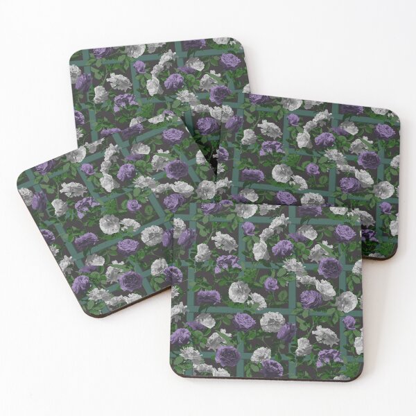 Item preview, Rose Vines on Lattice Pattern - Purple Grey Black designed and sold by WickedRefined - Nicole Demereckis.