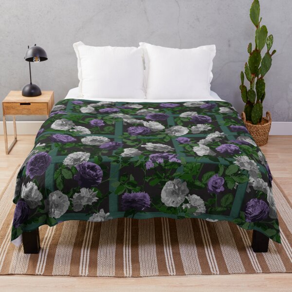 Item preview, Rose Vines on Lattice Pattern - Purple Grey Black designed and sold by WickedRefined - Nicole Demereckis.