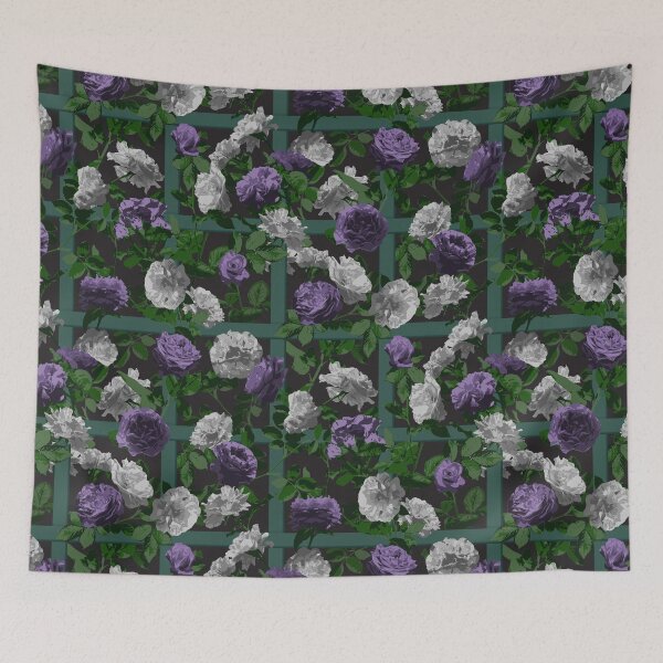 Item preview, Rose Vines on Lattice Pattern - Purple Grey Black designed and sold by WickedRefined - Nicole Demereckis.