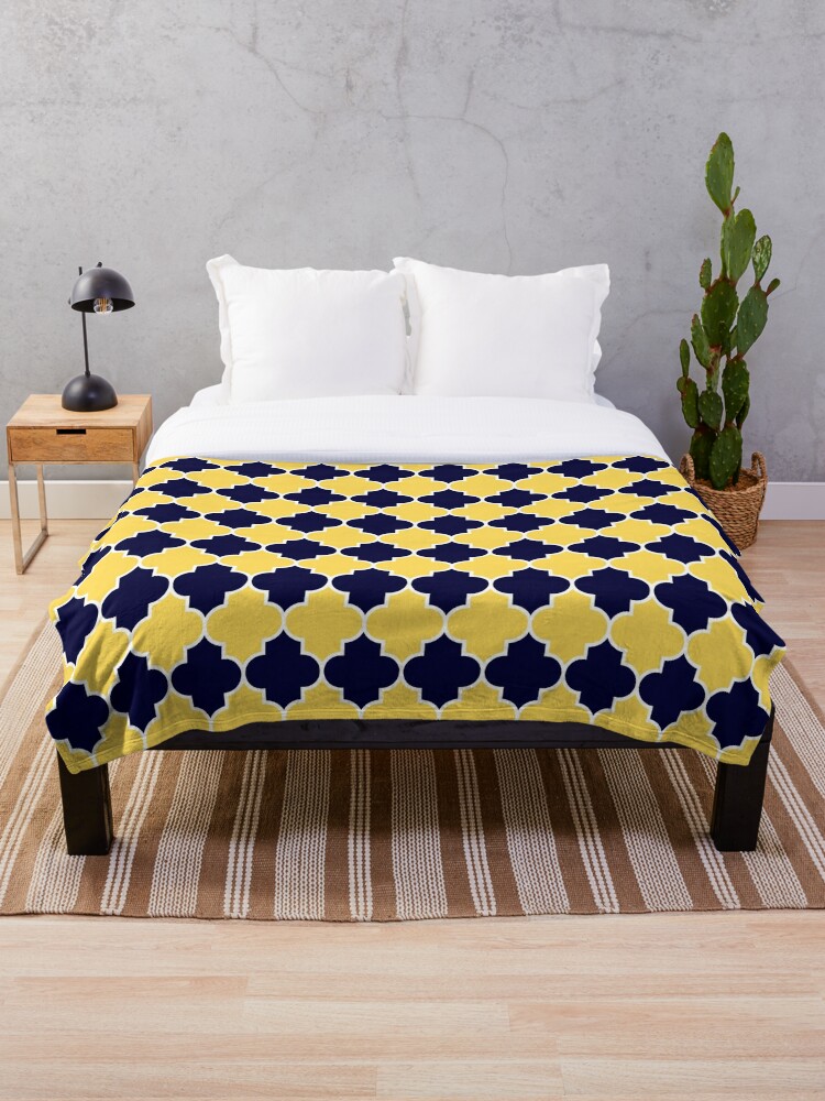 Navy blue and yellow throw online blanket