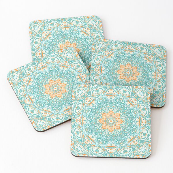 Item preview, Orange and Turquoise Floral Mandala designed and sold by Kelly Dietrich Mandala & Fractal Art.
