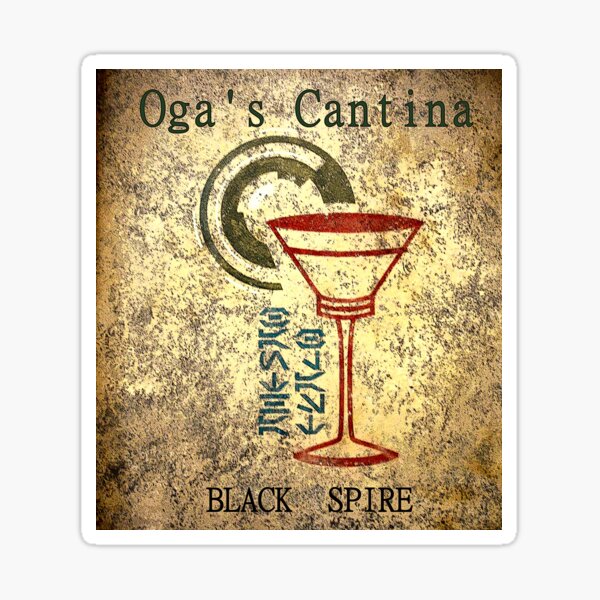Vista previa del artículo con la obra «El puesto de Oga's Cantina Black Spire», diseñado y vendido por David Lee Thompson.