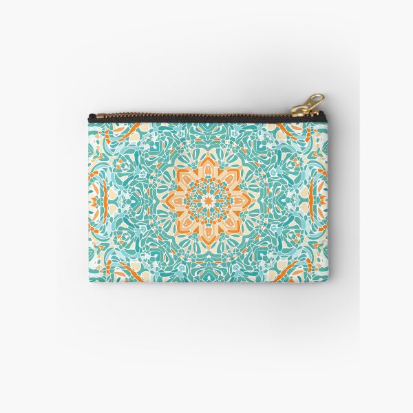 Item preview, Orange and Turquoise Floral Mandala designed and sold by Kelly Dietrich Mandala & Fractal Art.