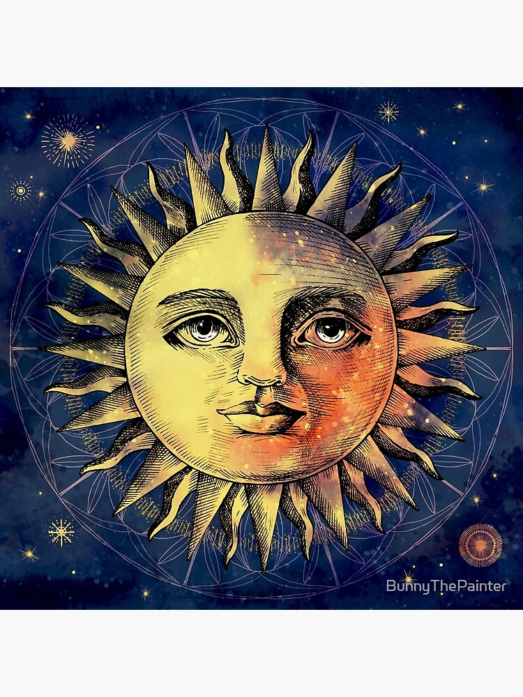 Celestial Antique Sun And Sky Watercolor Batik Art Board Print For Sale By Bunnythepainter Redbubble