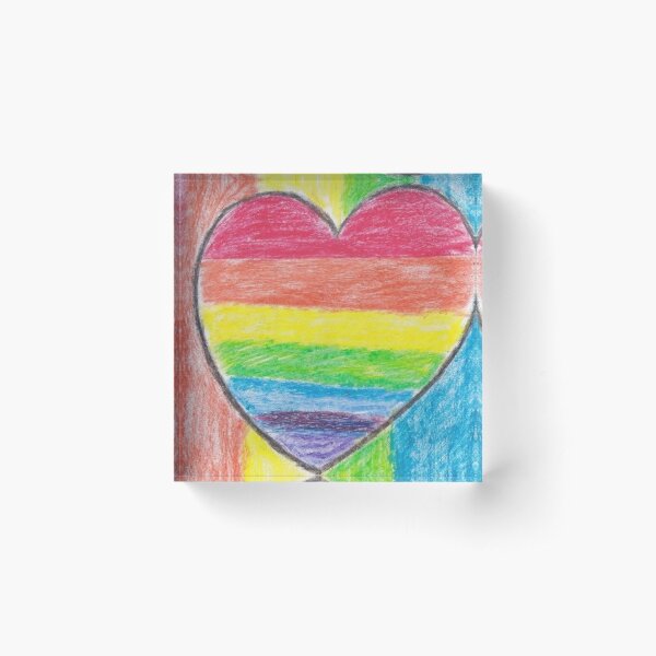 Rainbow Heart Acrylic Block