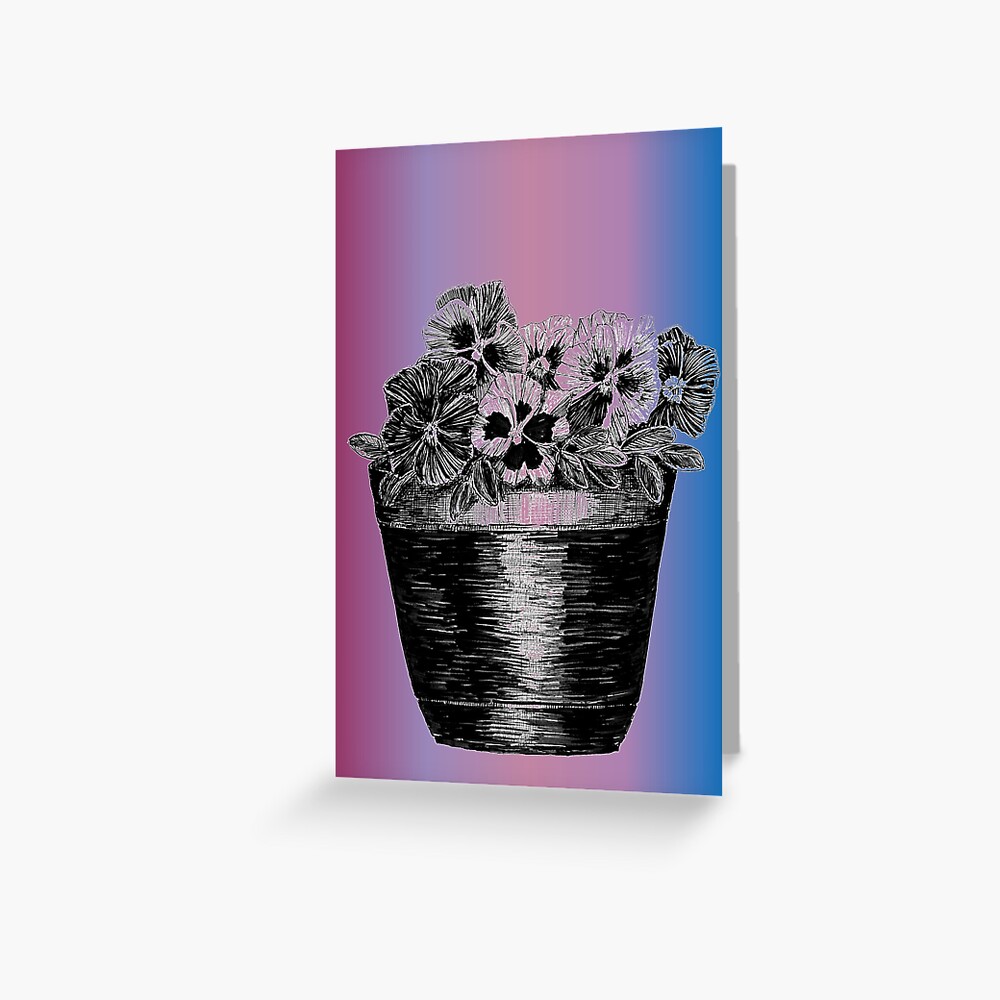 Pansies in a Pot Greeting Card (Blank) Greeting Card