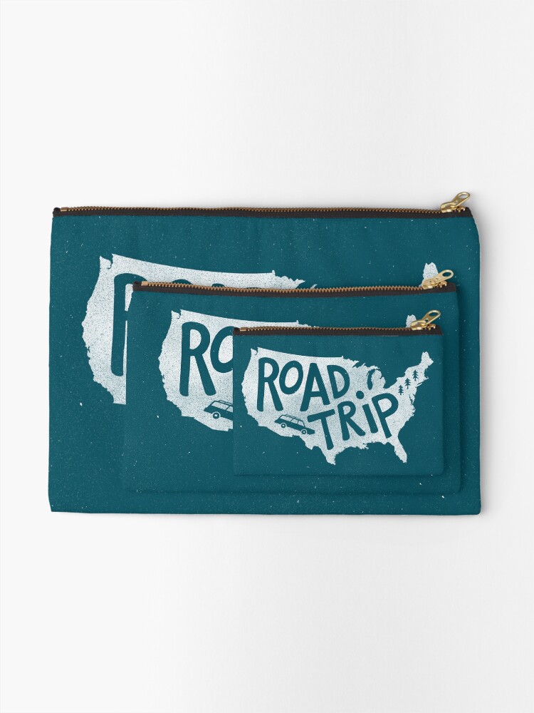 Alternate view of Road Trip USA - blue Zipper Pouch