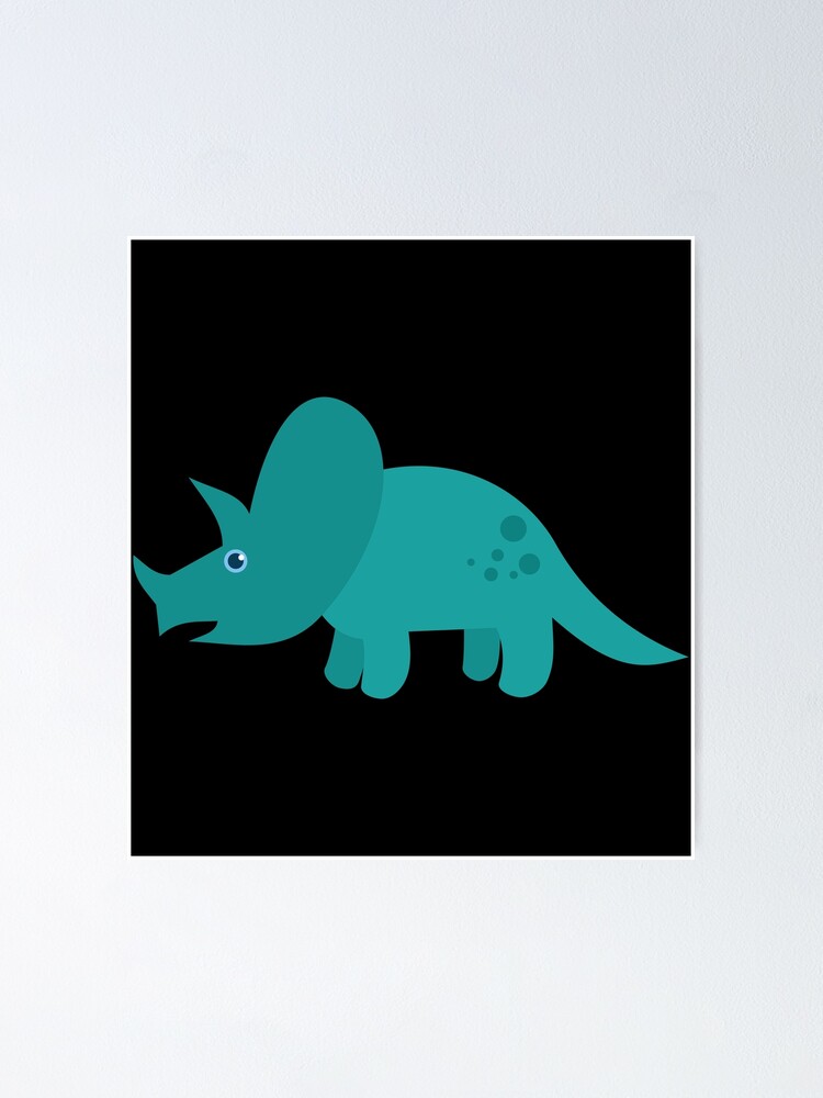 Cool Blue Triceratops Dinosaur. Cute Dino Cartoon.