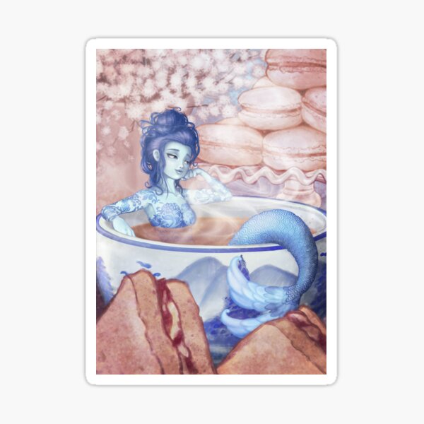 Tea Break Mermaid Sticker
