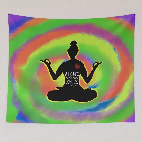 Item preview, Alone doesn't mean lonely yoga zen pose designed and sold by khadijlloyd.