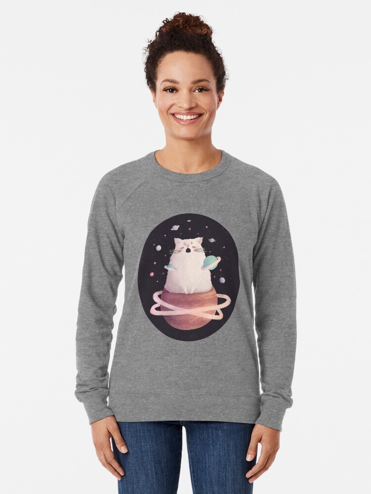 Alternate view of Yawning Space God Cat Lightweight Sweatshirt