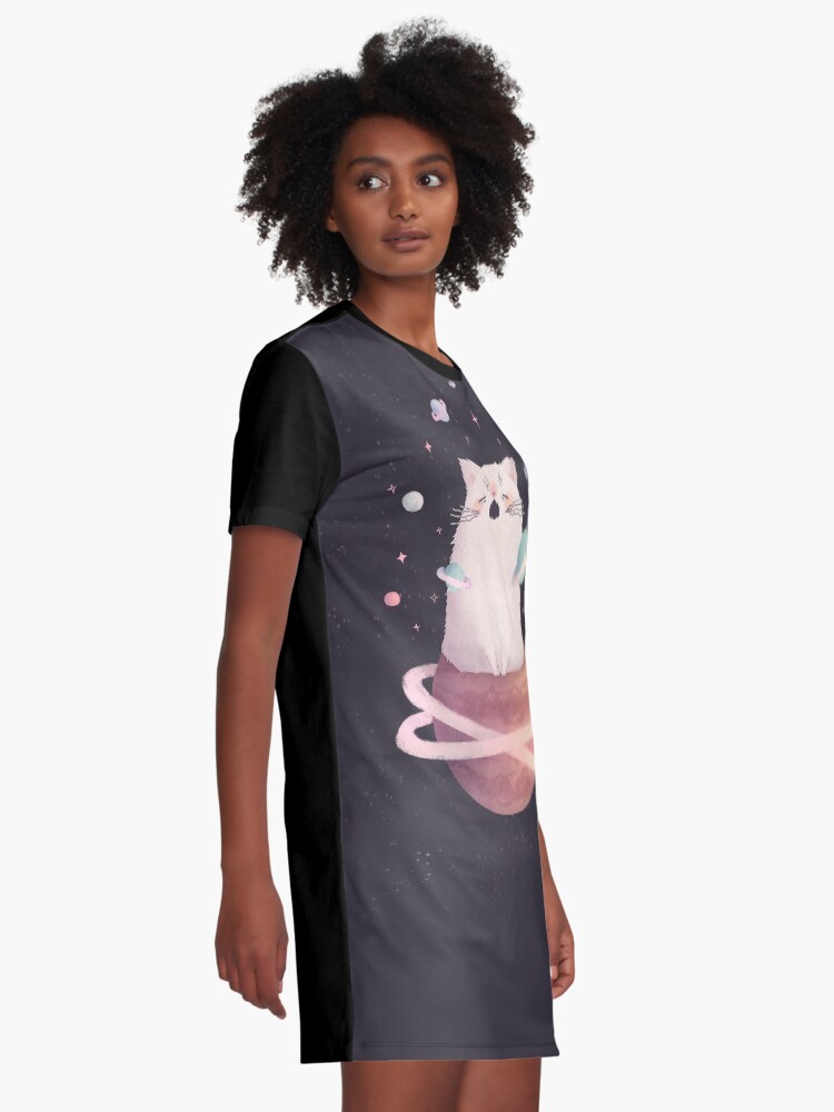 Alternate view of Yawning Space God Cat Graphic T-Shirt Dress