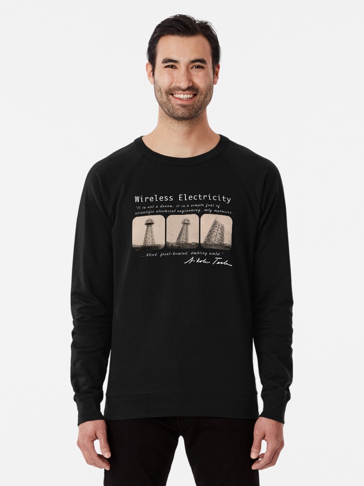 Alternate view of Nikola Tesla - Wireless Electricity Lightweight Sweatshirt