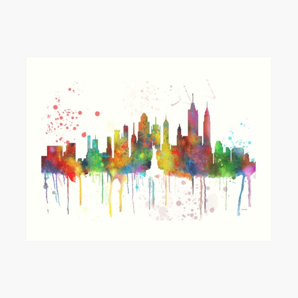 New York Ny Skyline Art Print By Marlenewatson Redbubble