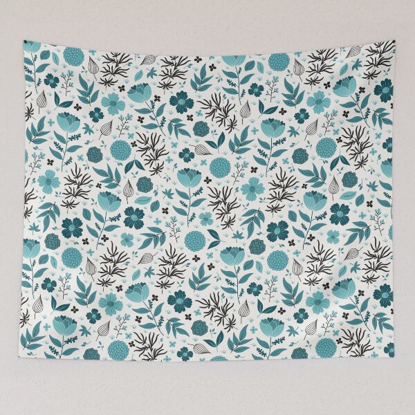 Item preview, Blue flower garden pattern designed and sold by HannaPaulina.
