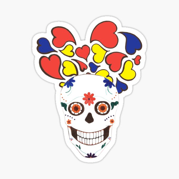 Sugar Skull Hearts Sticker