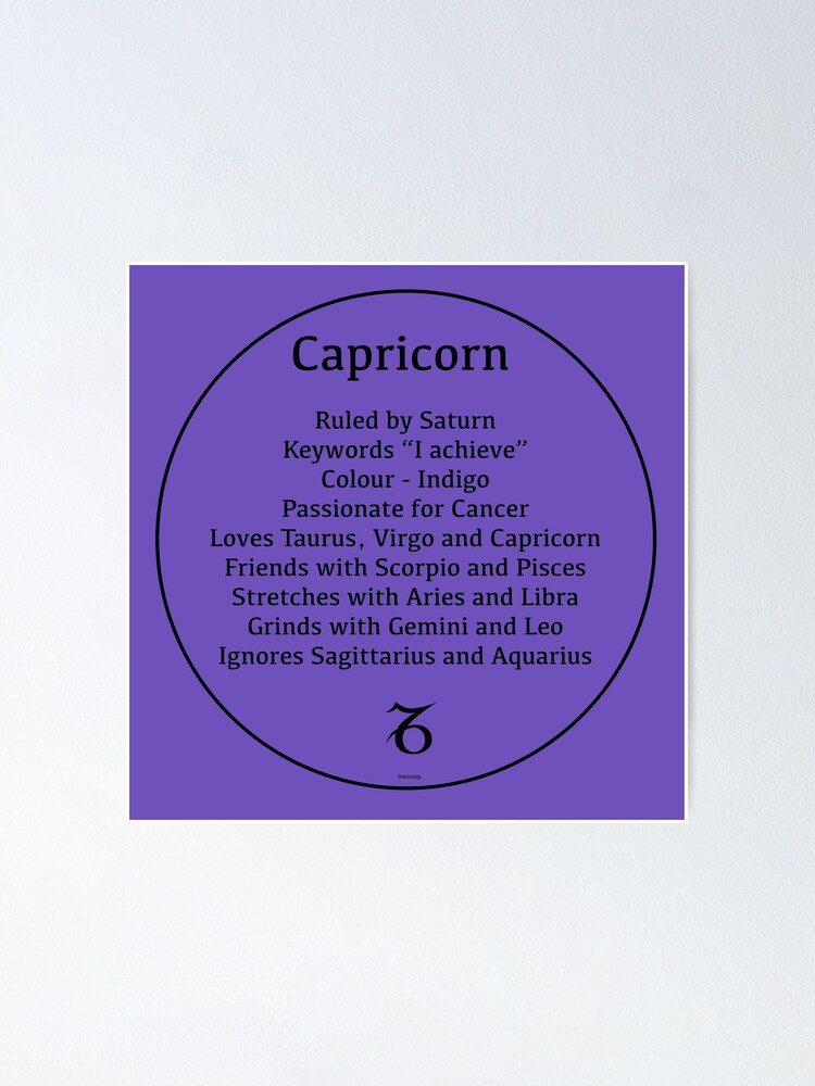 Capricorn The Sea Goat Zodiac Sign Compatibility Poster For Sale By Starzology Redbubble 5737