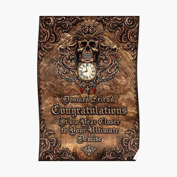 Poster Joyeux Anniversaire Goth Memento Mori Metal Par Abysminternal Redbubble