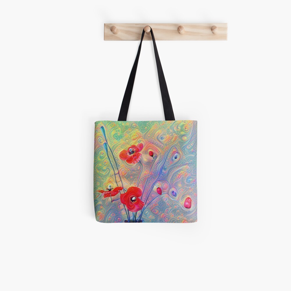 #Deepdreamed Poppies Tote Bag