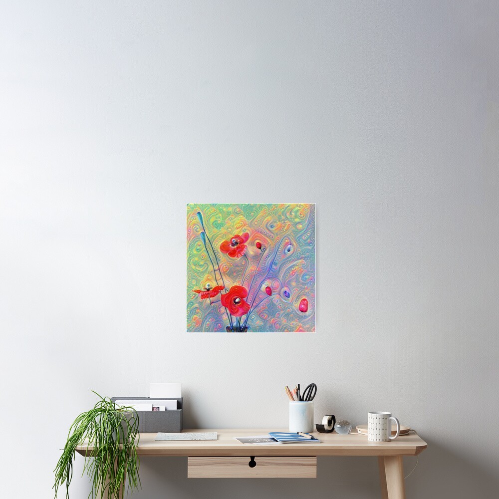 #Deepdreamed Poppies Poster